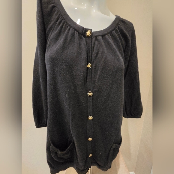 Juicy Couture Black Top with Gold Buttons - Picture 2 of 5